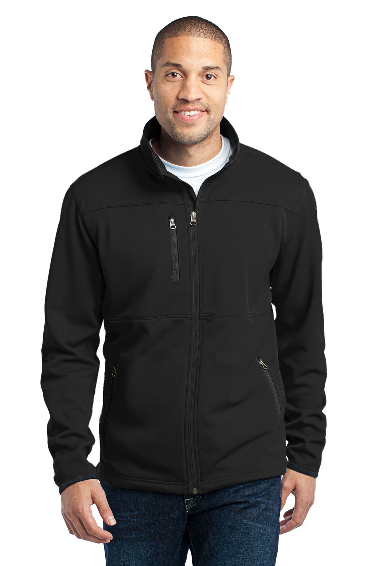 Custom Black Pique Fleece Jacket F222, personalized by SanCanDo Swag in Argyle, TX