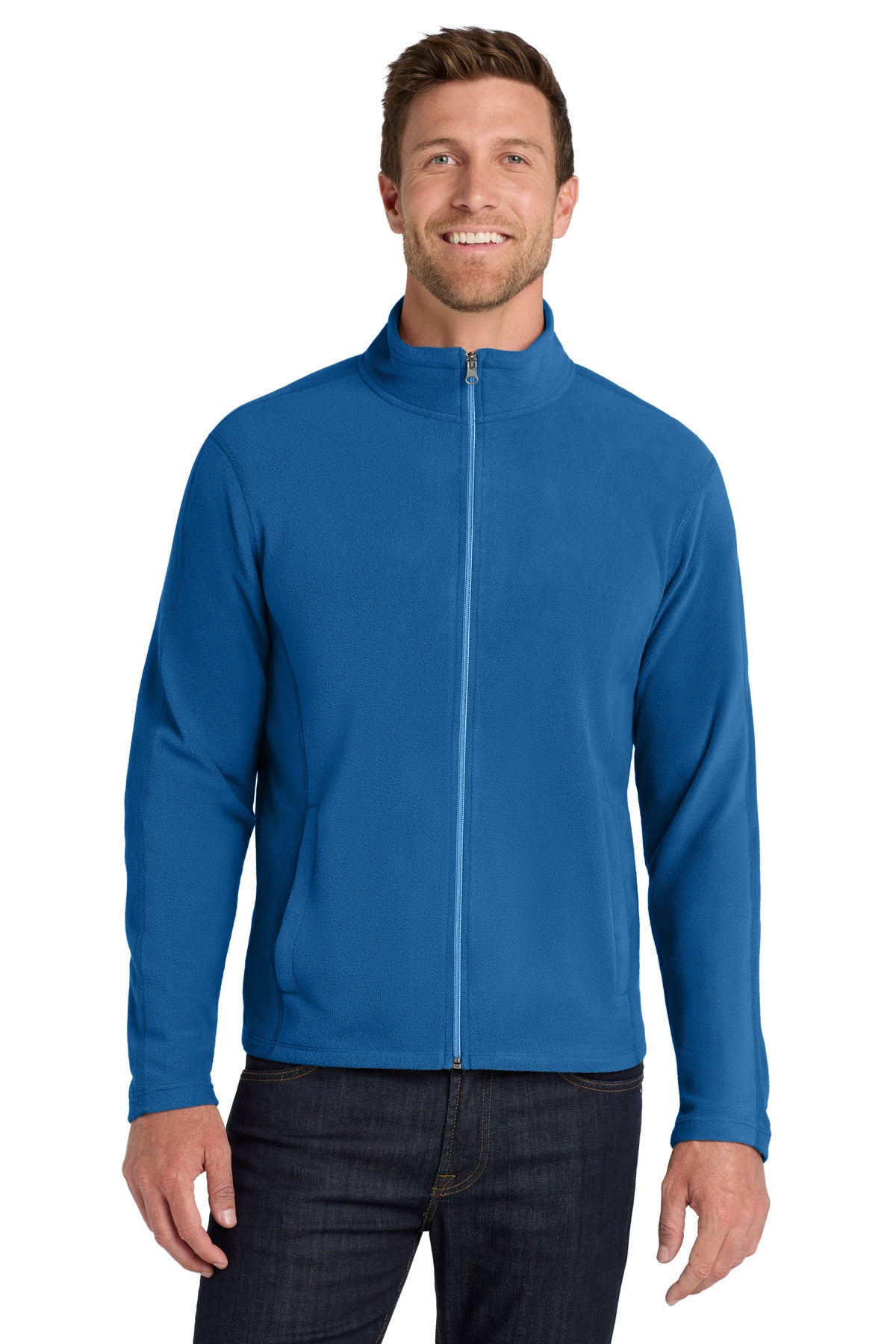 Custom Light Royal Microfleece Jacket F223, personalized by SanCanDo Swag in Argyle, TX