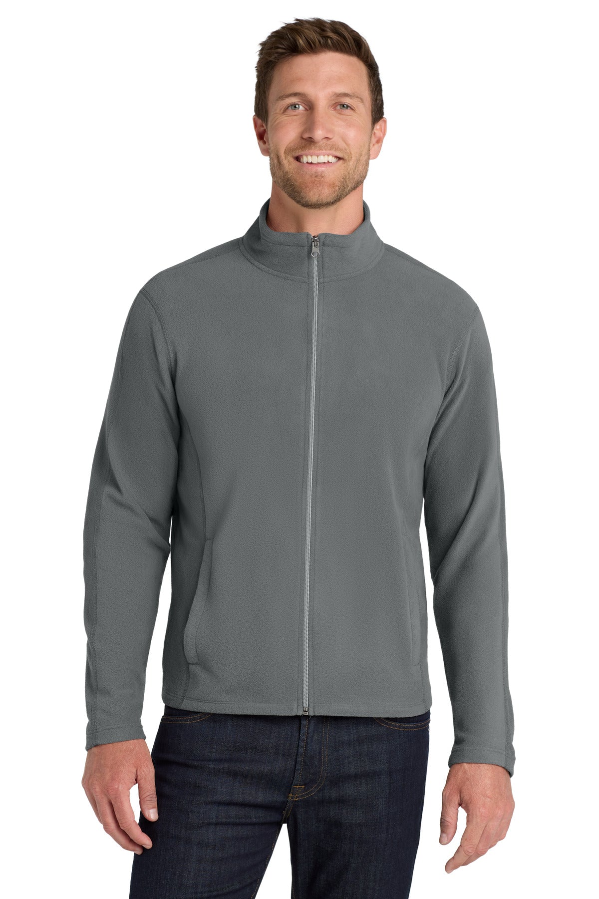 Custom Pearl Grey Microfleece Jacket F223, personalized by SanCanDo Swag in Argyle, TX