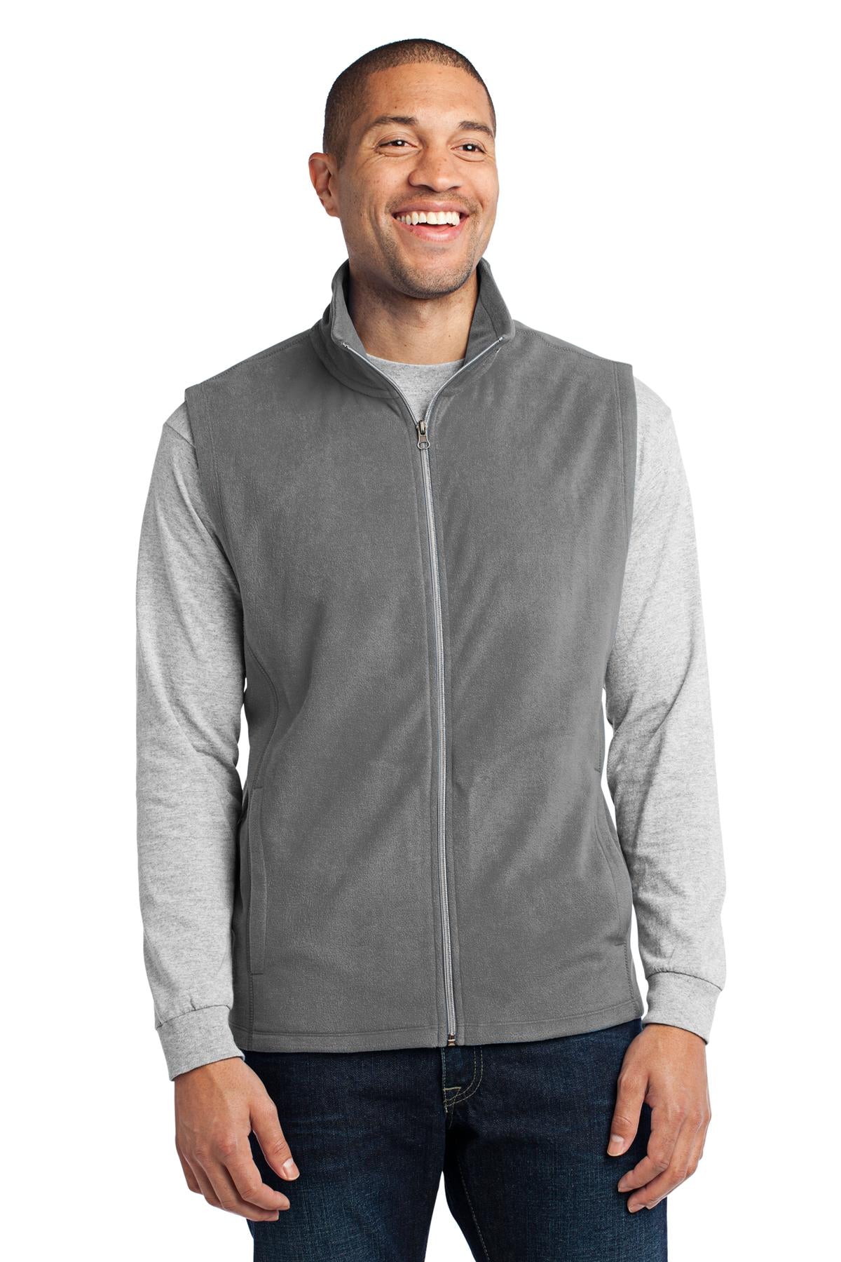 Custom Pearl Grey Microfleece Vest F226, personalized by SanCanDo Swag in Argyle, TX