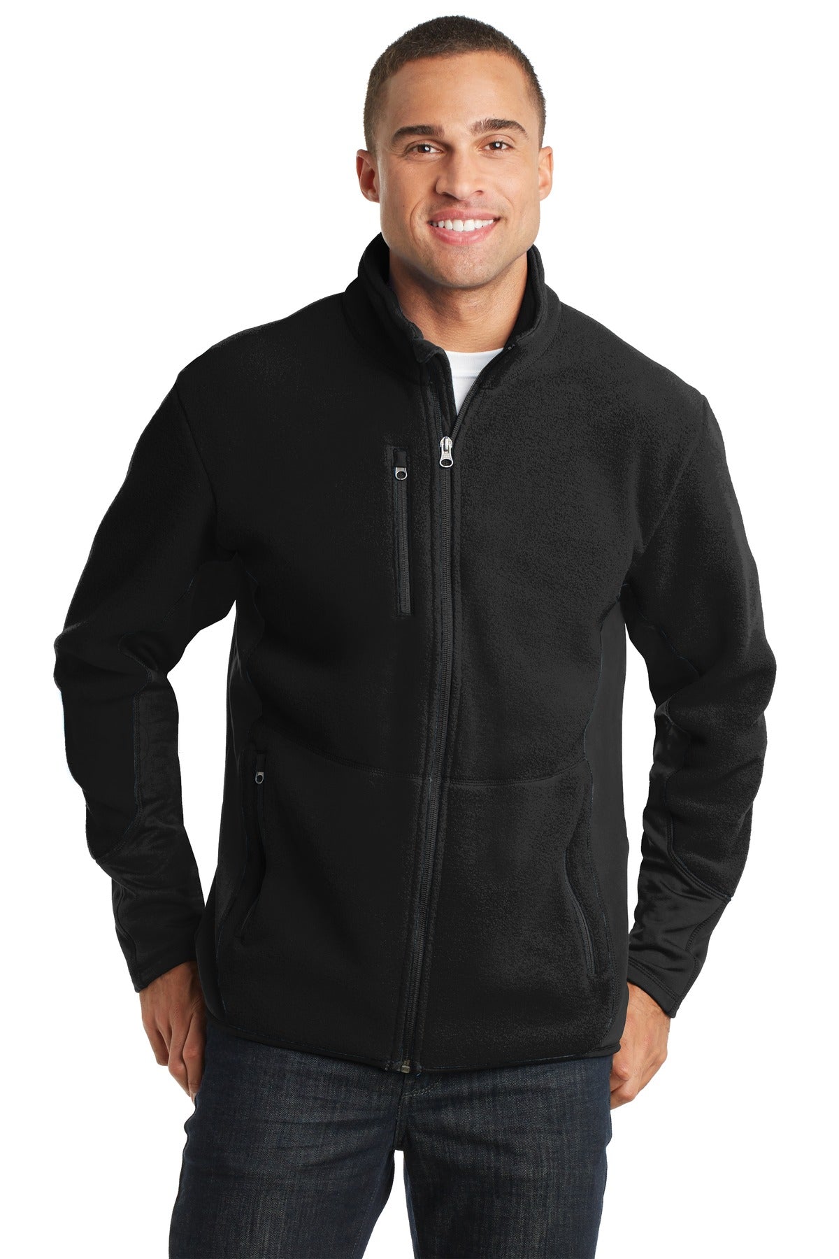 Custom Black/ Black R-Tek Pro Fleece Full-Zip Jacket F227, personalized by SanCanDo Swag in Argyle, TX