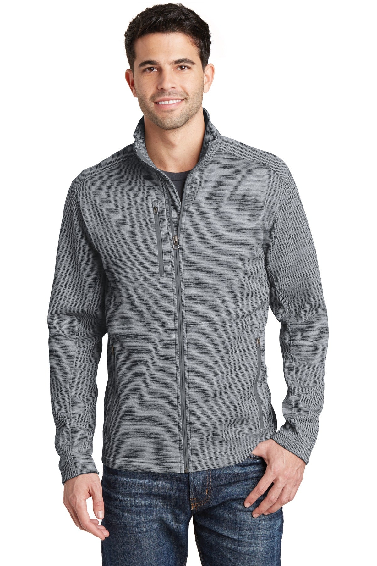 Custom Grey Digi Stripe Fleece Jacket F231, personalized by SanCanDo Swag in Argyle, TX