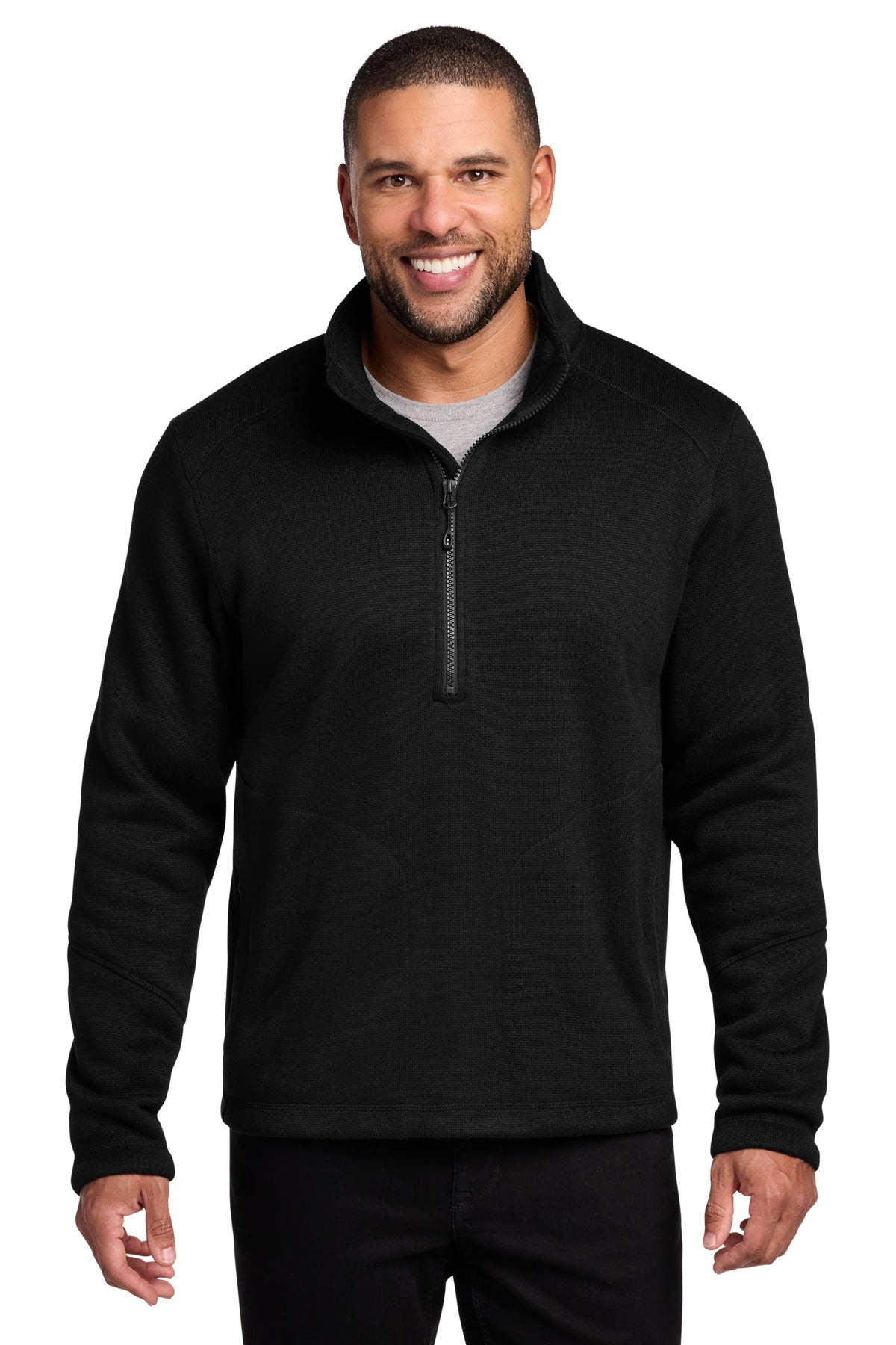 Custom Deep Black Arc Sweater Fleece 1/4-Zip F426, personalized by SanCanDo Swag in Argyle, TX