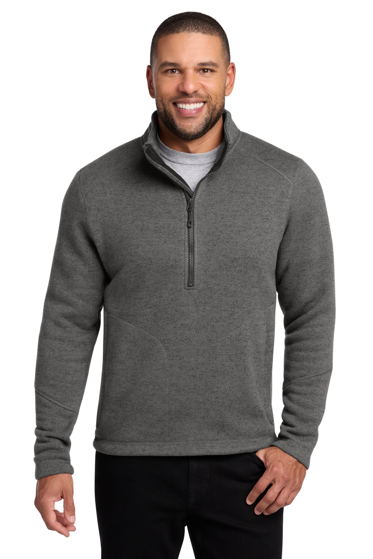 Custom Grey Smoke Heather Arc Sweater Fleece 1/4-Zip F426, personalized by SanCanDo Swag in Argyle, TX