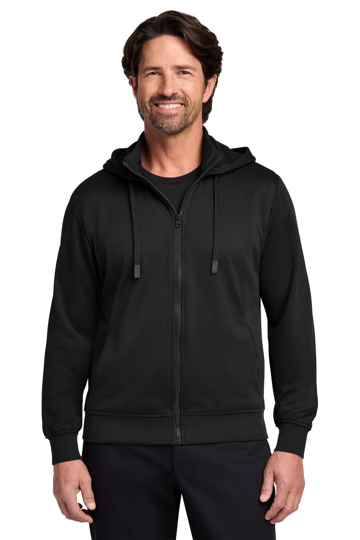 Custom Deep Black Smooth Fleece Hooded Jacket F814, personalized by SanCanDo Swag in Argyle, TX