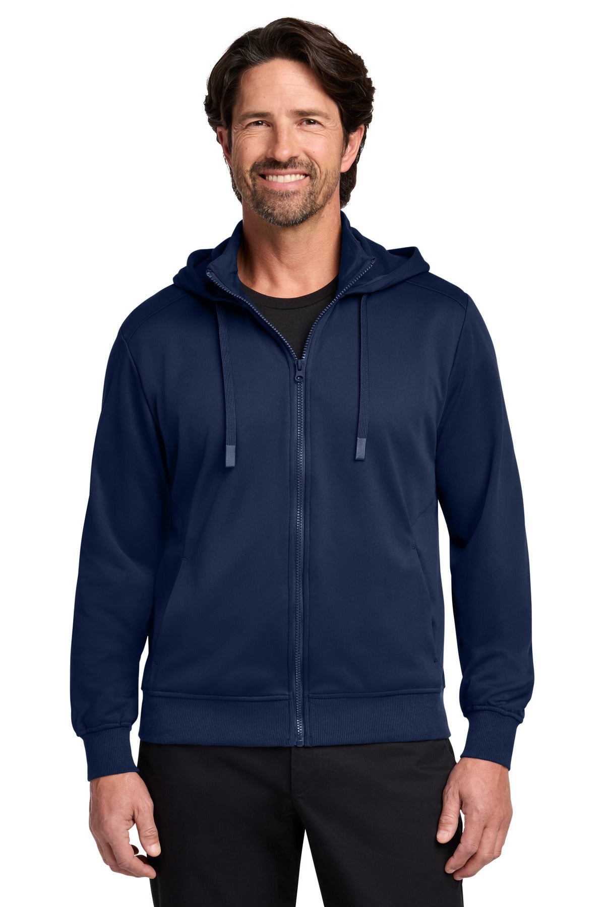 Custom River Blue Navy Smooth Fleece Hooded Jacket F814, personalized by SanCanDo Swag in Argyle, TX