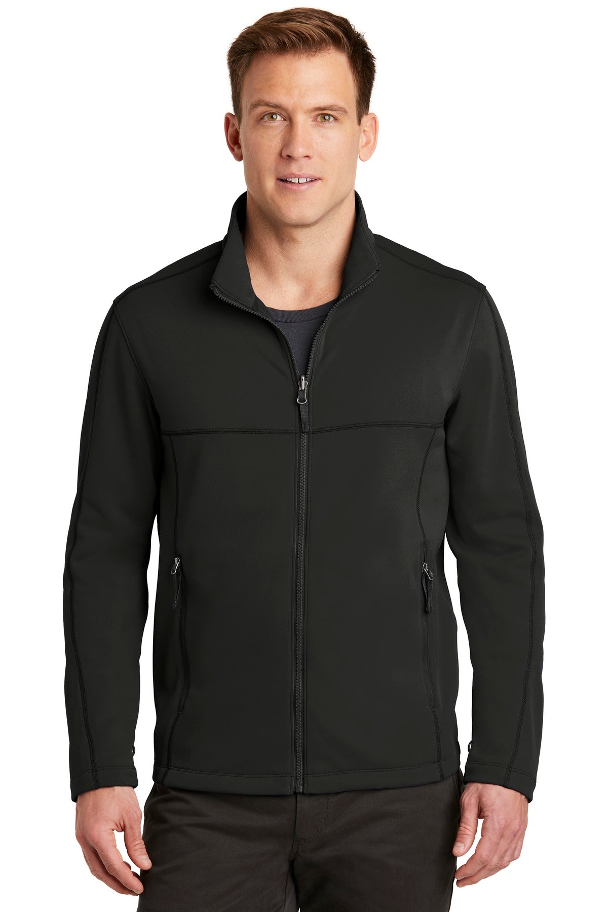 Custom Deep Black Collective Smooth Fleece Jacket F904, personalized by SanCanDo Swag in Argyle, TX
