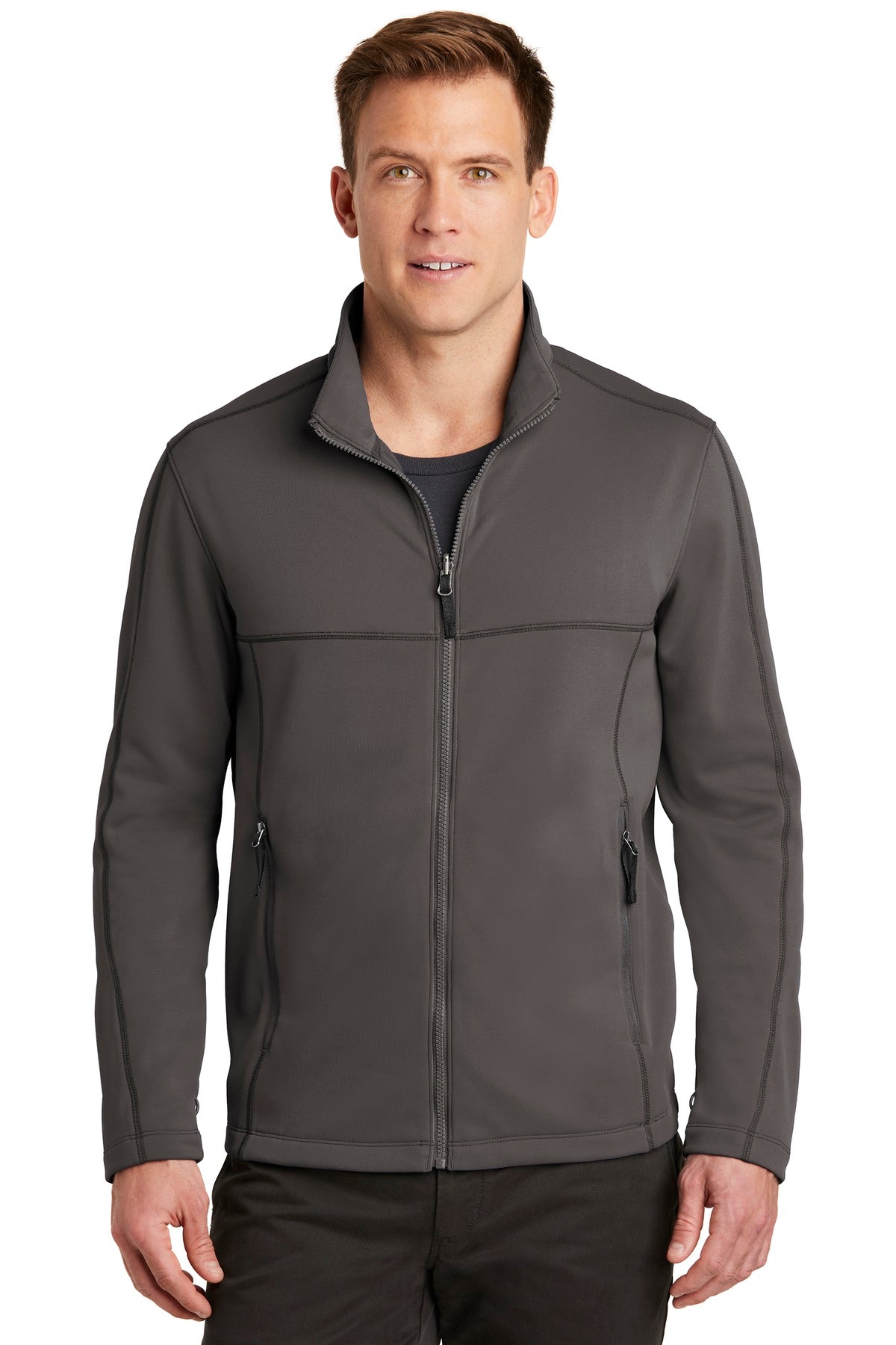 Custom Graphite Collective Smooth Fleece Jacket F904, personalized by SanCanDo Swag in Argyle, TX