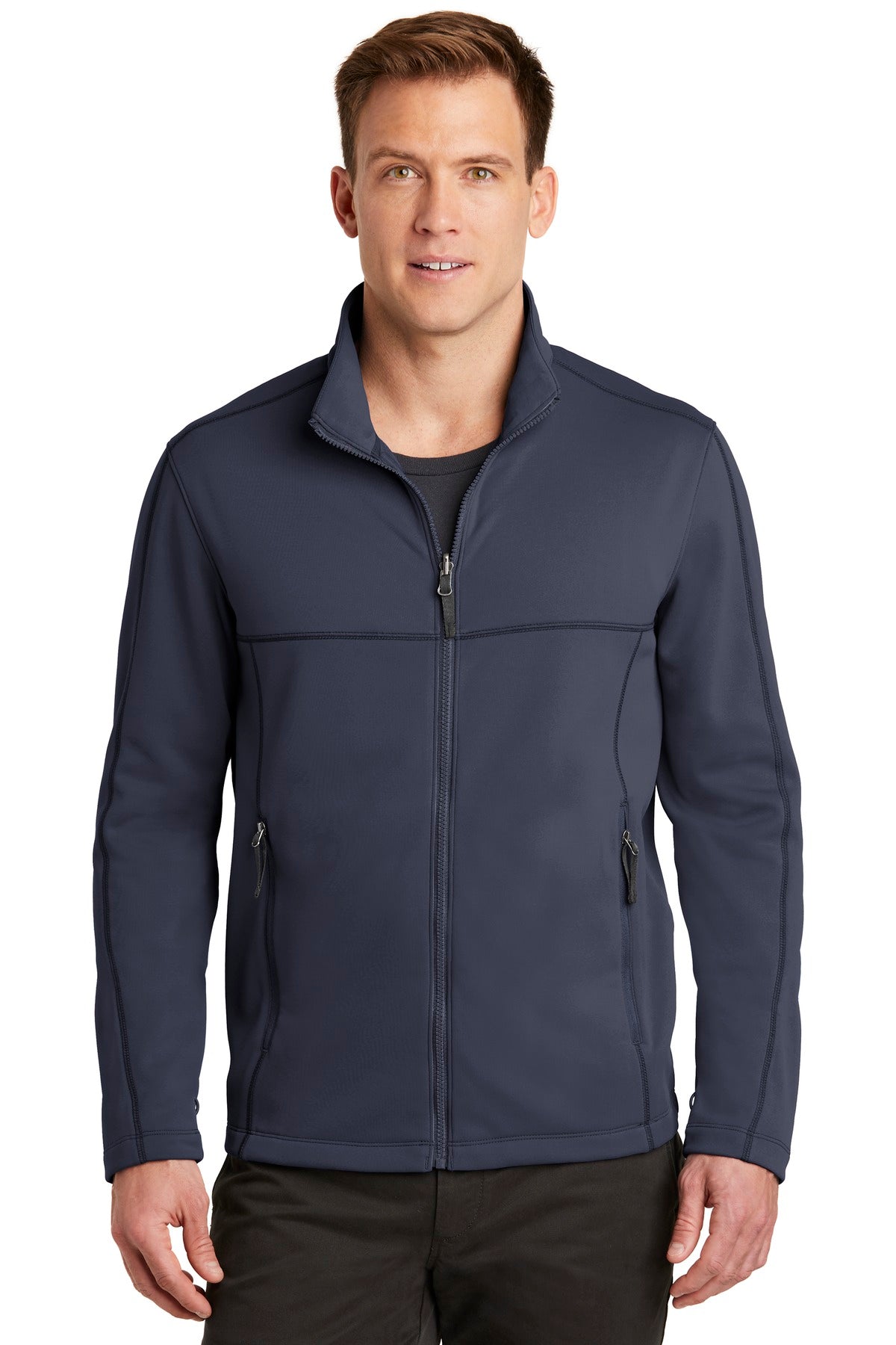 Custom River Blue Navy Collective Smooth Fleece Jacket F904, personalized by SanCanDo Swag in Argyle, TX