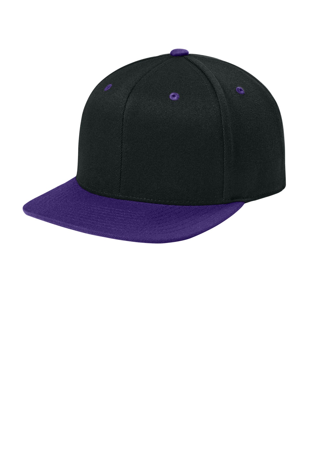 Custom Black/ Purple 110 Snapback Cap FF110F, personalized by SanCanDo Swag in Argyle, TX