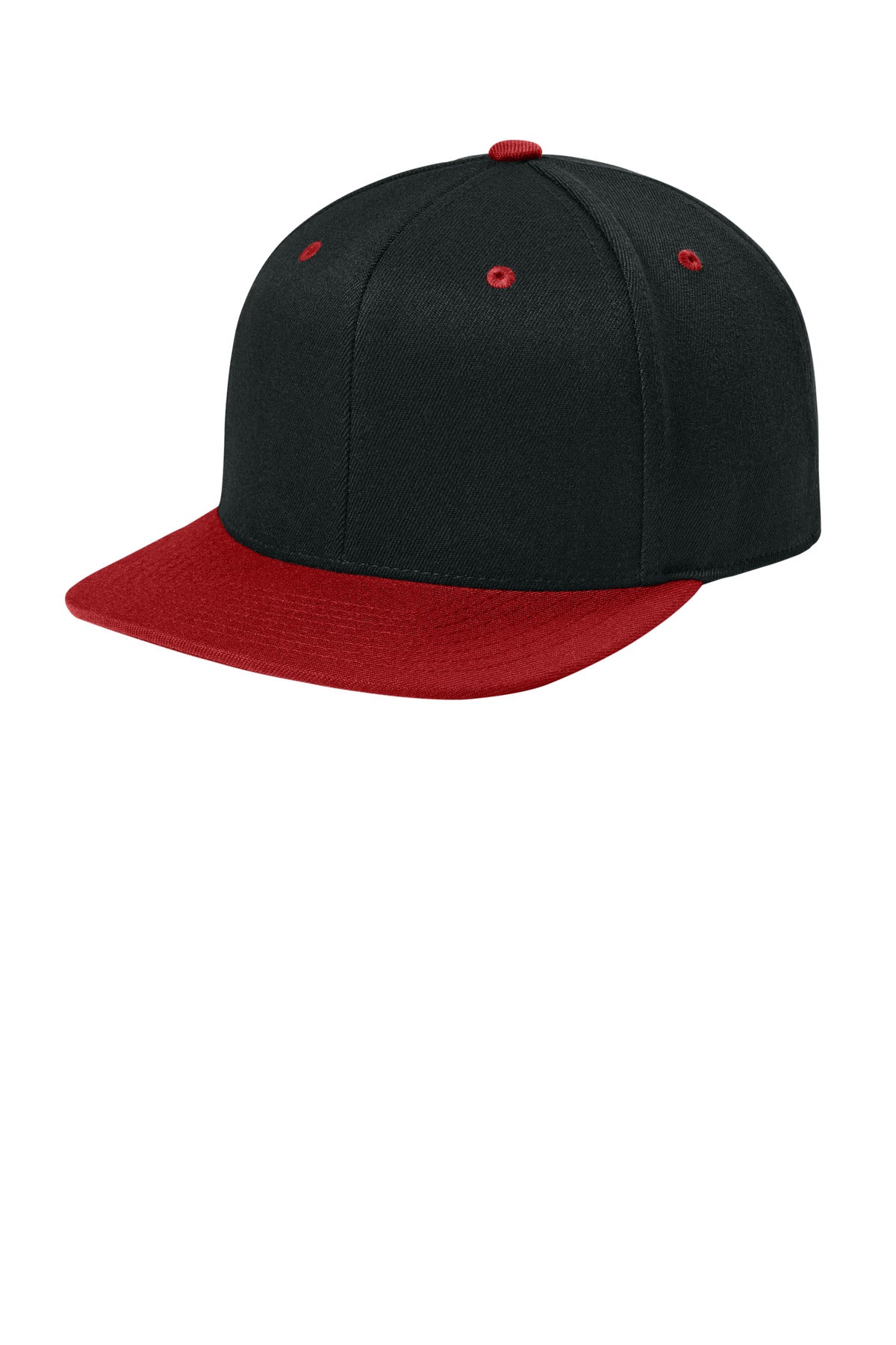 Custom Black/ Red 110 Snapback Cap FF110F, personalized by SanCanDo Swag in Argyle, TX