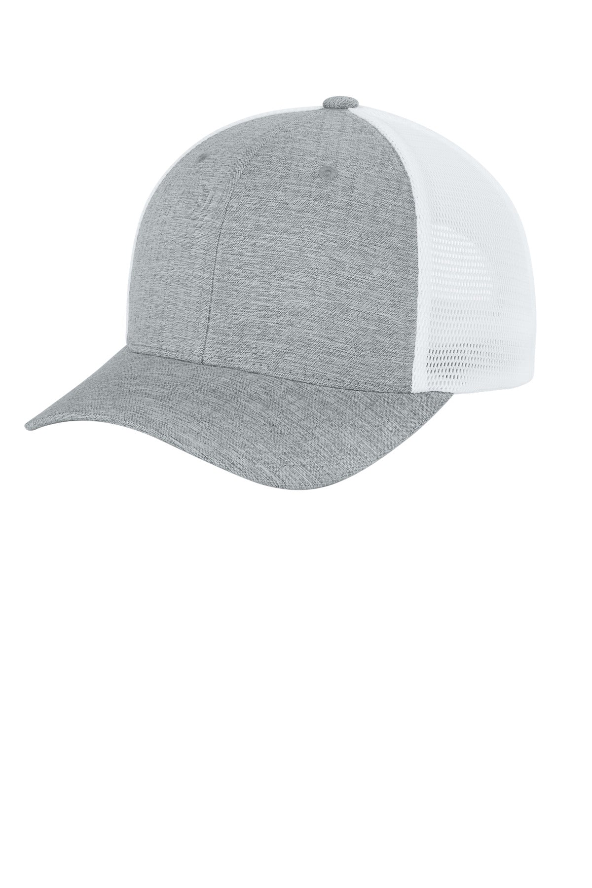 Custom Melange Silver/ White 110 Mesh Cap FF110M, personalized by SanCanDo Swag in Argyle, TX
