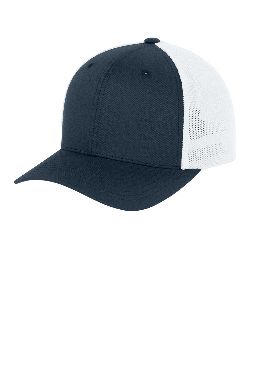 Custom Navy/ White Trucker Mesh Cap FF6511, personalized by SanCanDo Swag in Argyle, TX