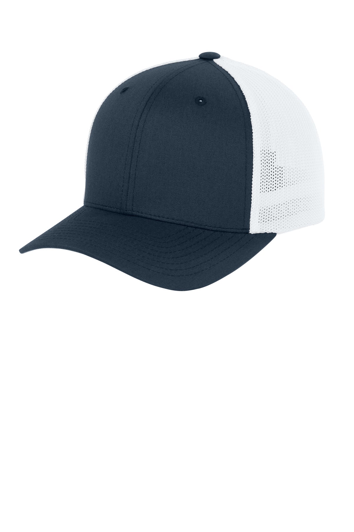 Custom Navy/ White Trucker Mesh Cap FF6511, personalized by SanCanDo Swag in Argyle, TX
