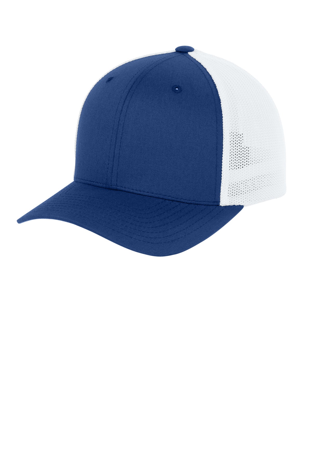 Custom Royal/ White Trucker Mesh Cap FF6511, personalized by SanCanDo Swag in Argyle, TX