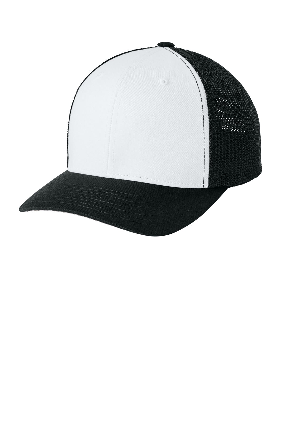 Custom Black/ White/ Black Trucker Mesh Cap FF6511, personalized by SanCanDo Swag in Argyle, TX