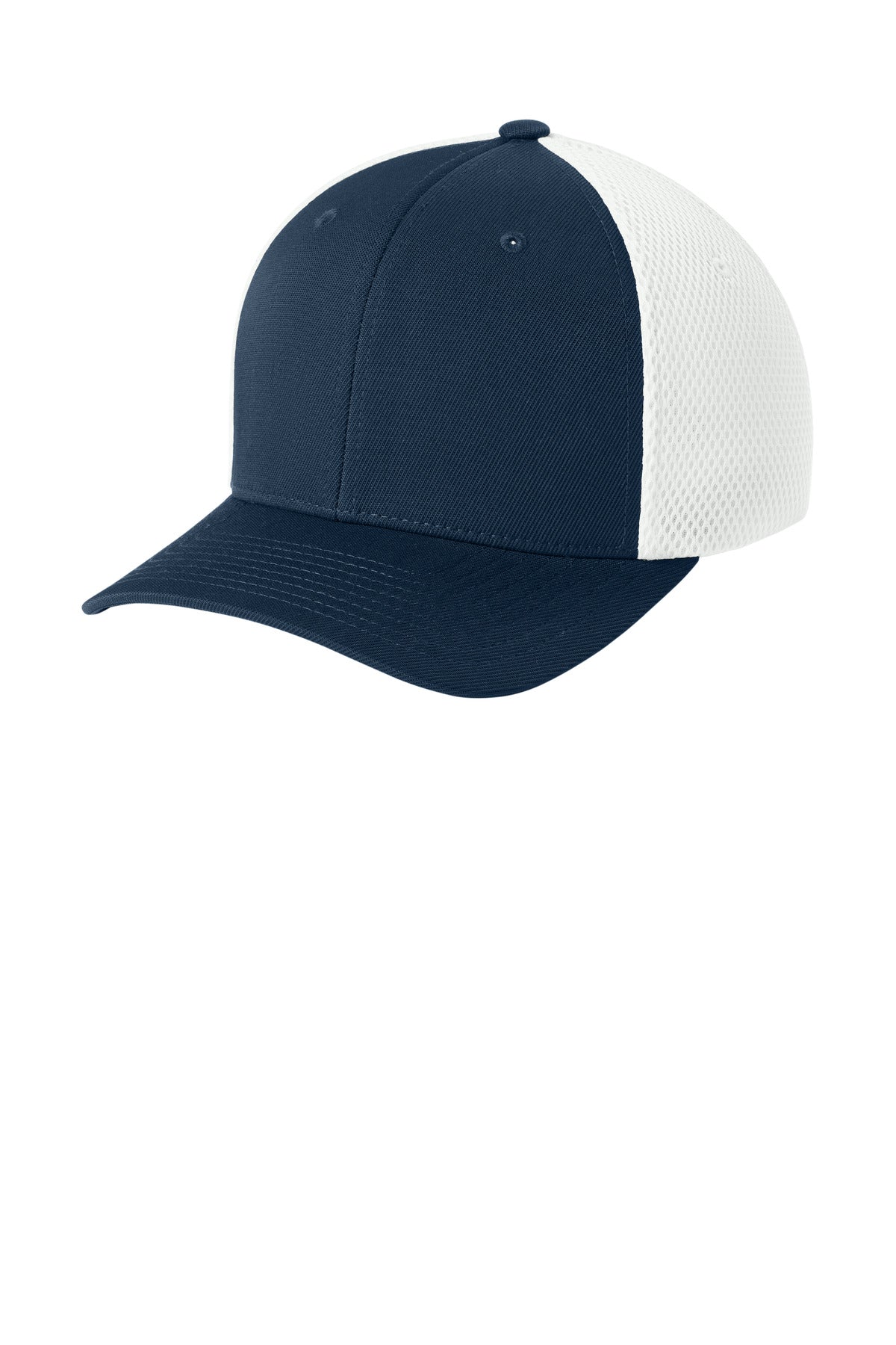 Custom Navy/ White Ultrafiber Airmesh Cap FF6533, personalized by SanCanDo Swag in Argyle, TX