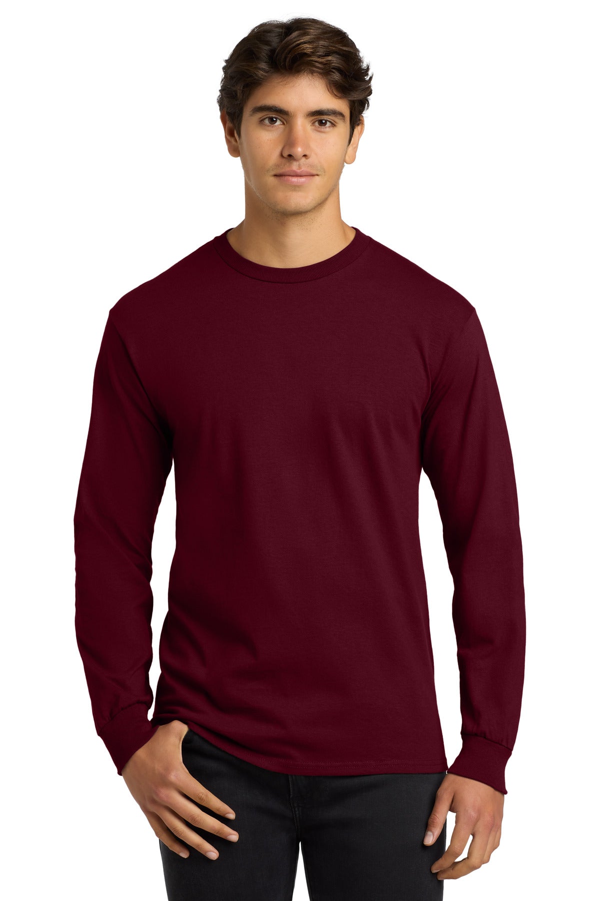 Custom Maroon Cotton Long Sleeve Tee G2400, personalized by SanCanDo Swag in Argyle, TX