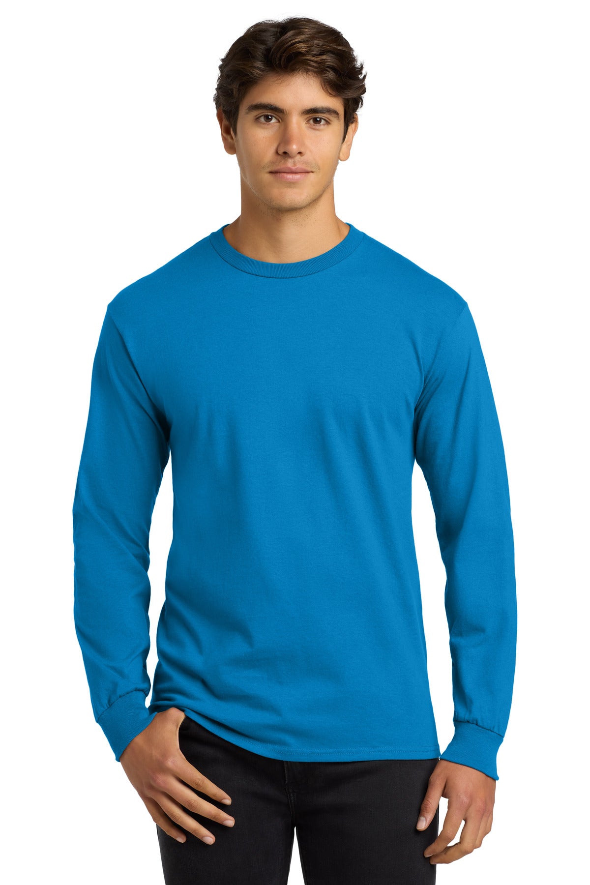 Custom Sapphire Cotton Long Sleeve Tee G2400, personalized by SanCanDo Swag in Argyle, TX