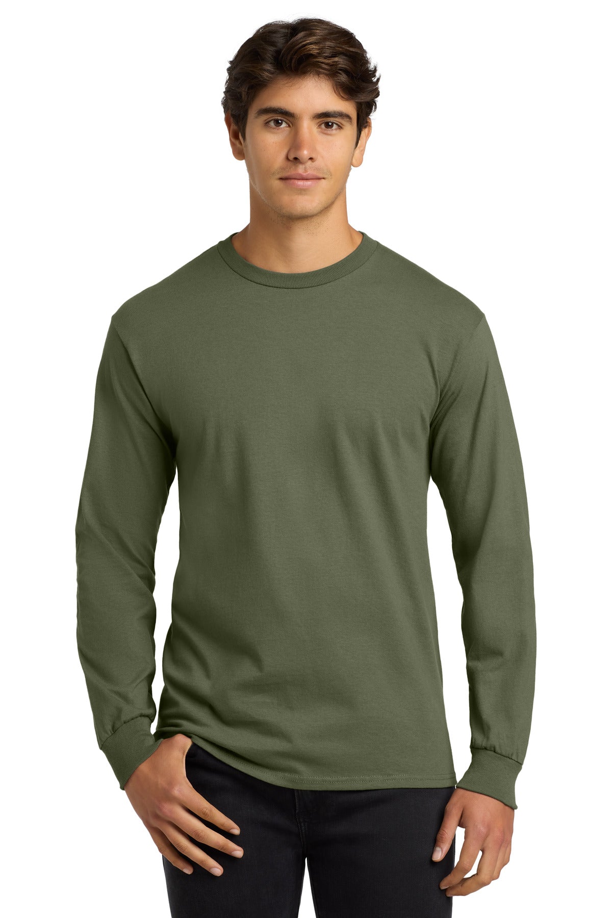 Custom Military Green Cotton Long Sleeve Tee G2400, personalized by SanCanDo Swag in Argyle, TX