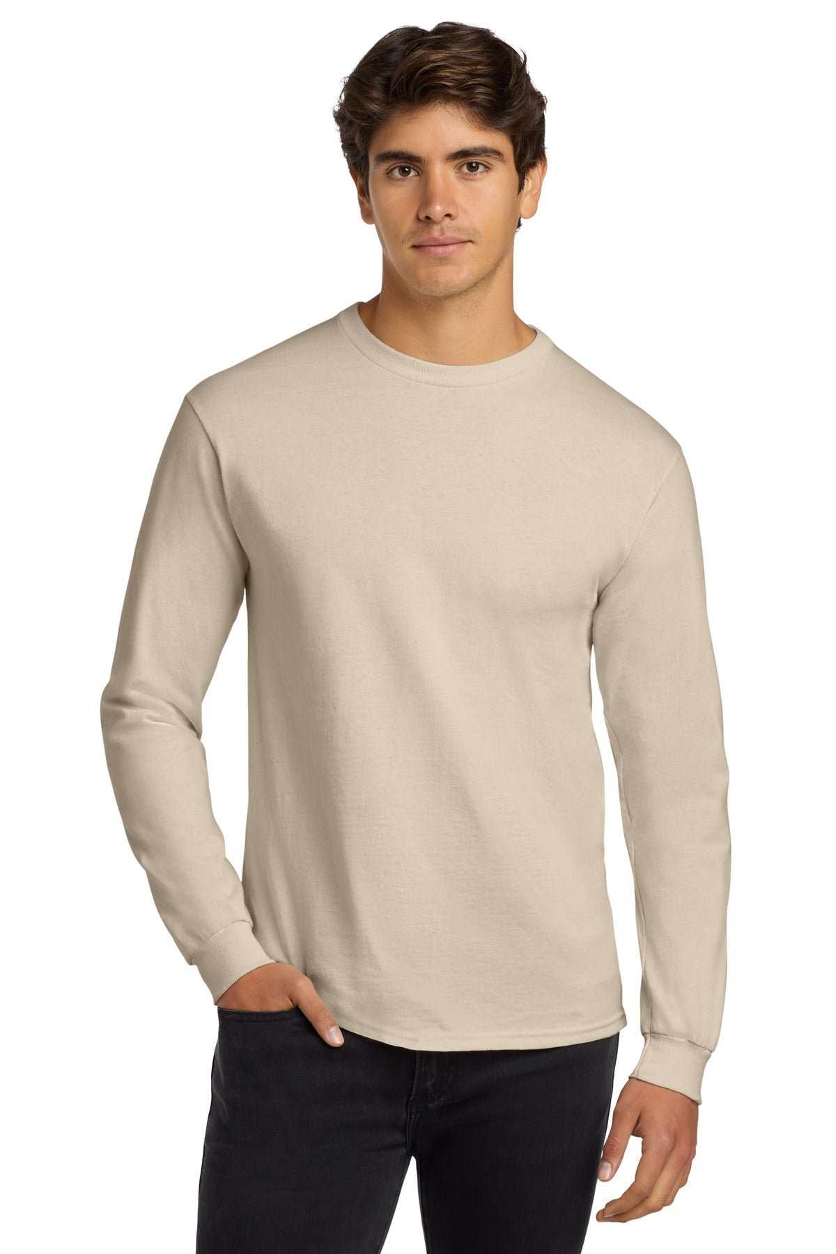 Custom Natural Cotton Long Sleeve Tee G2400, personalized by SanCanDo Swag in Argyle, TX