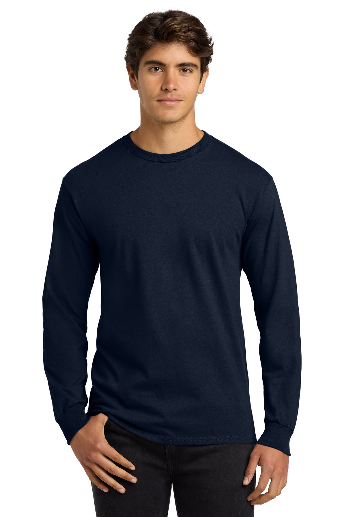 Custom Navy Cotton Long Sleeve Tee G2400, personalized by SanCanDo Swag in Argyle, TX