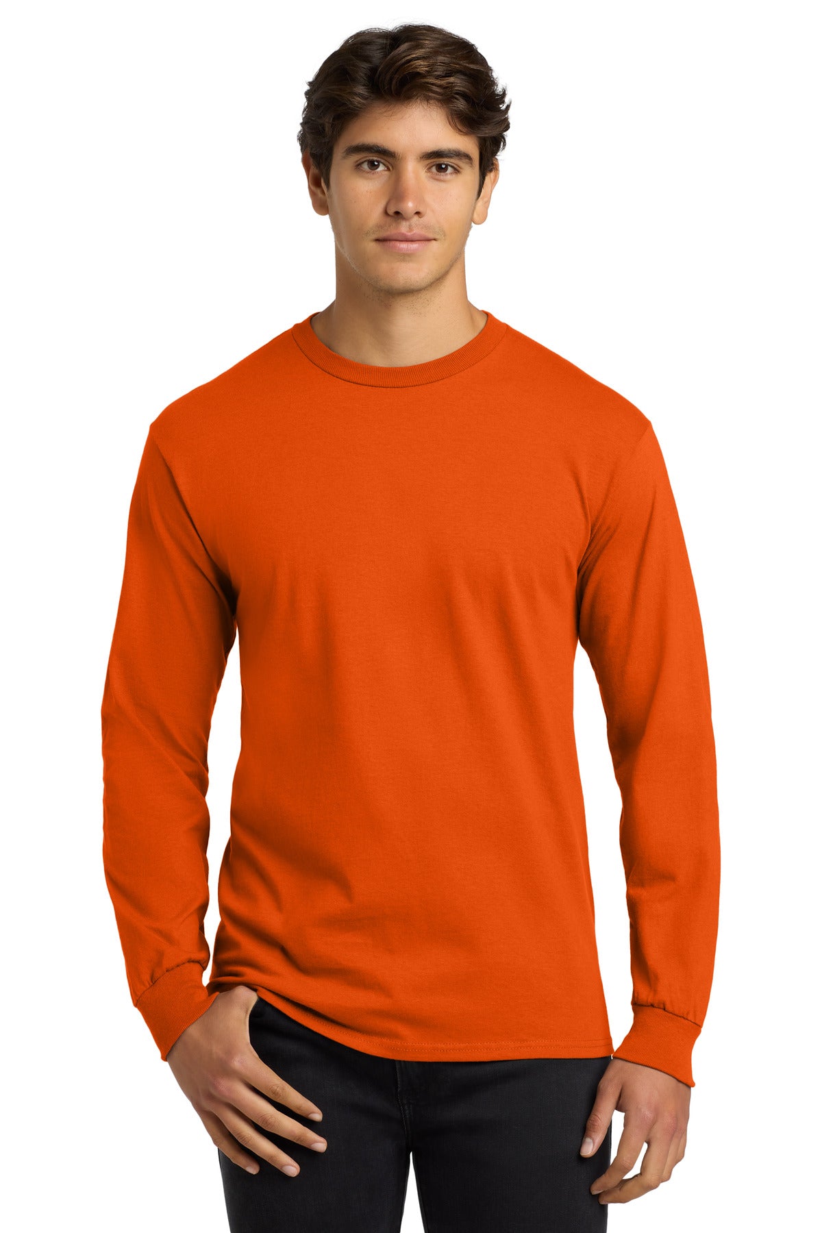 Custom Orange Cotton Long Sleeve Tee G2400, personalized by SanCanDo Swag in Argyle, TX