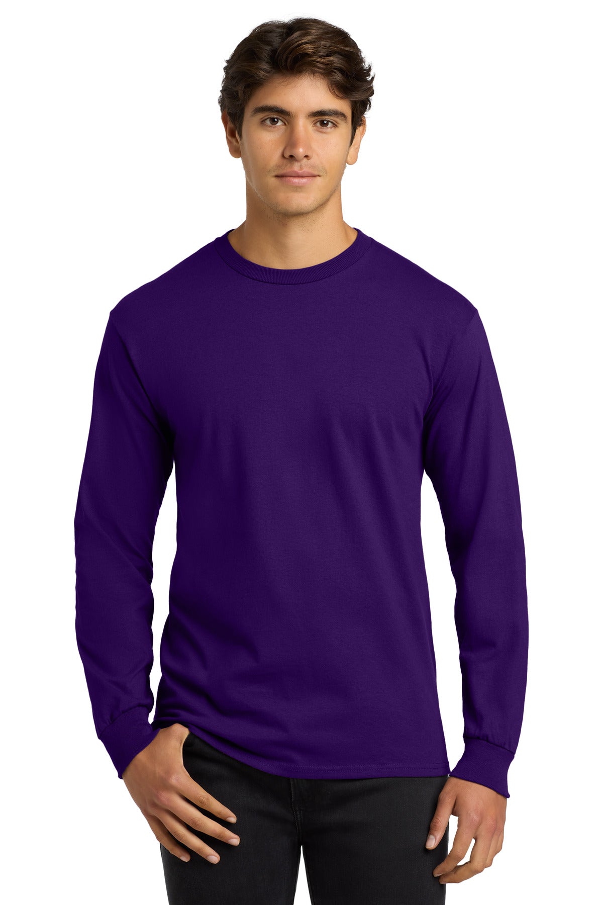 Custom Purple Cotton Long Sleeve Tee G2400, personalized by SanCanDo Swag in Argyle, TX