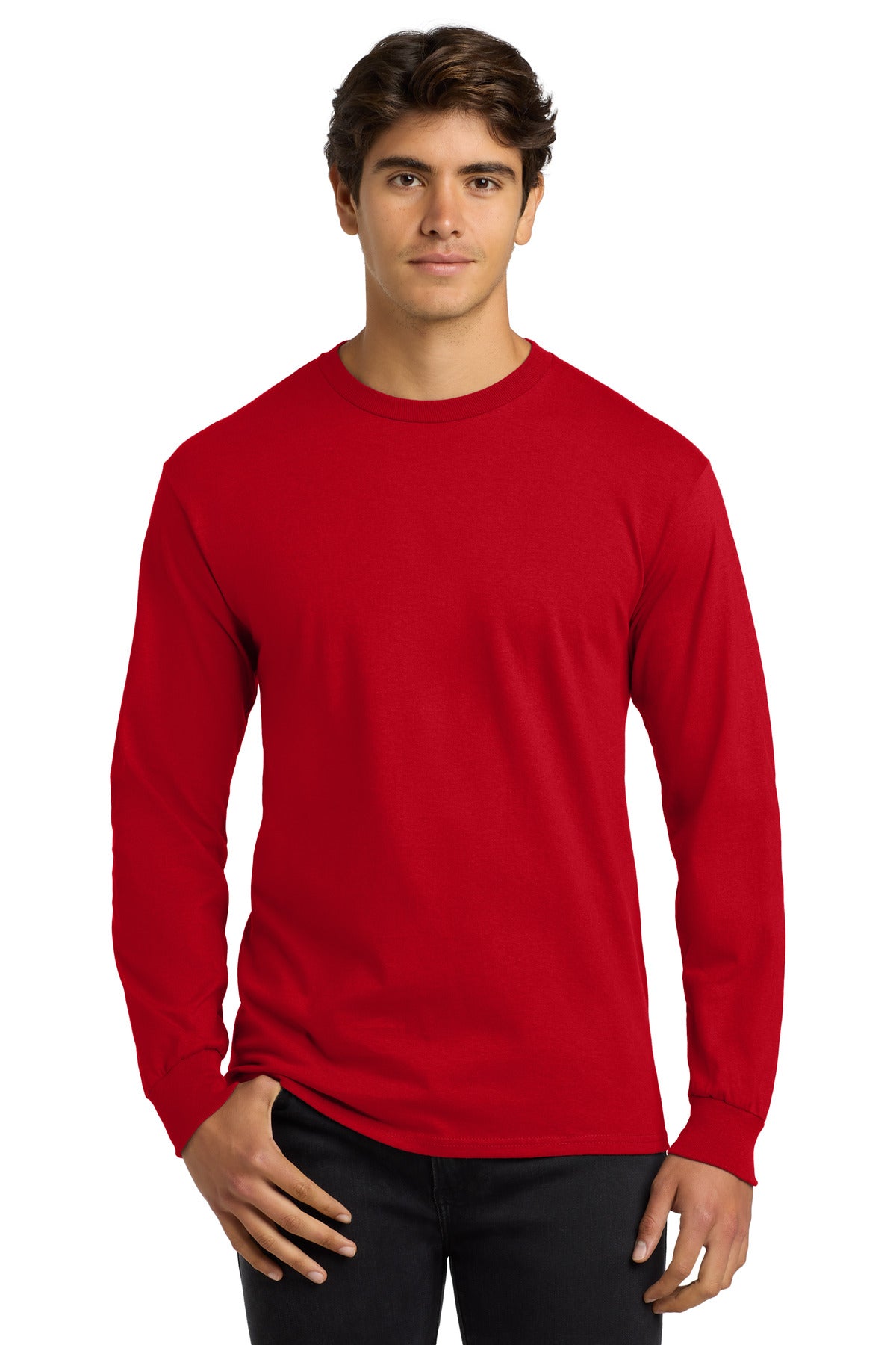 Custom Red Cotton Long Sleeve Tee G2400, personalized by SanCanDo Swag in Argyle, TX