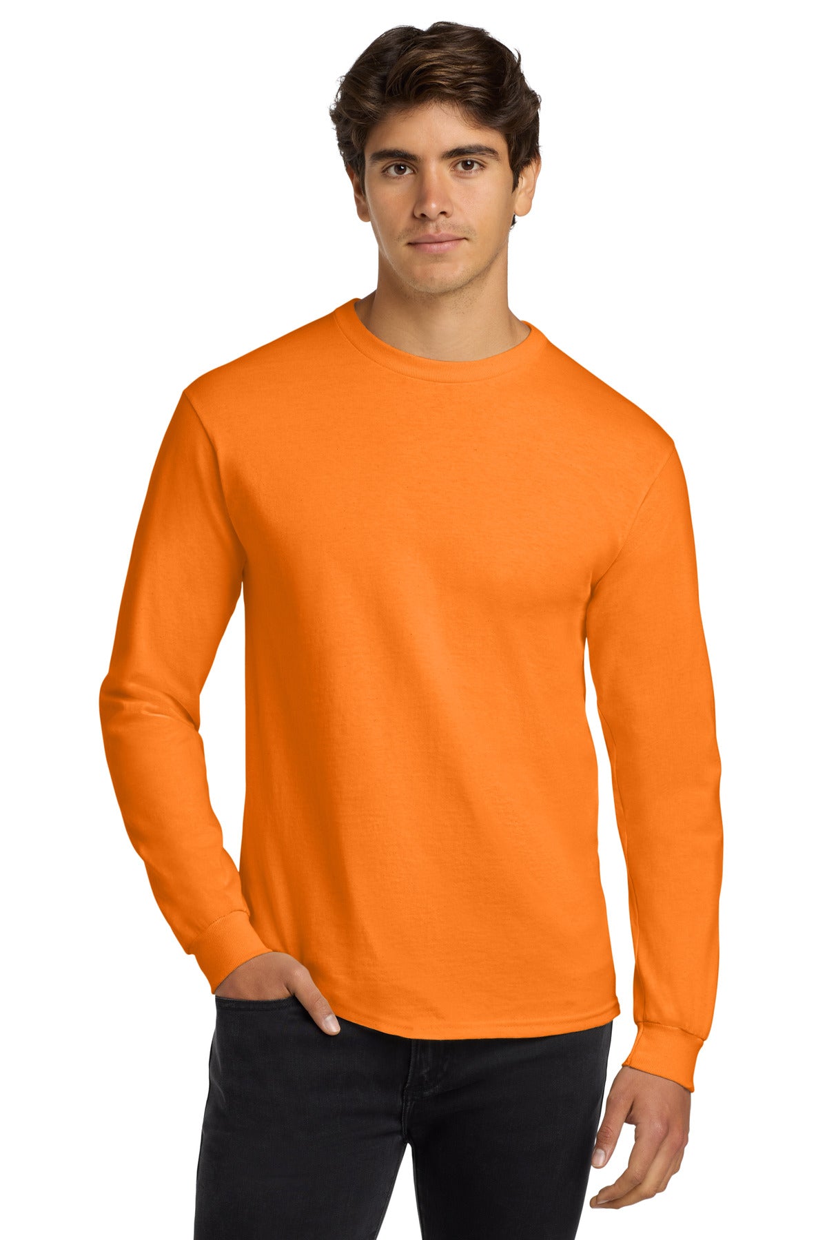 Custom S. Orange Cotton Long Sleeve Tee G2400, personalized by SanCanDo Swag in Argyle, TX