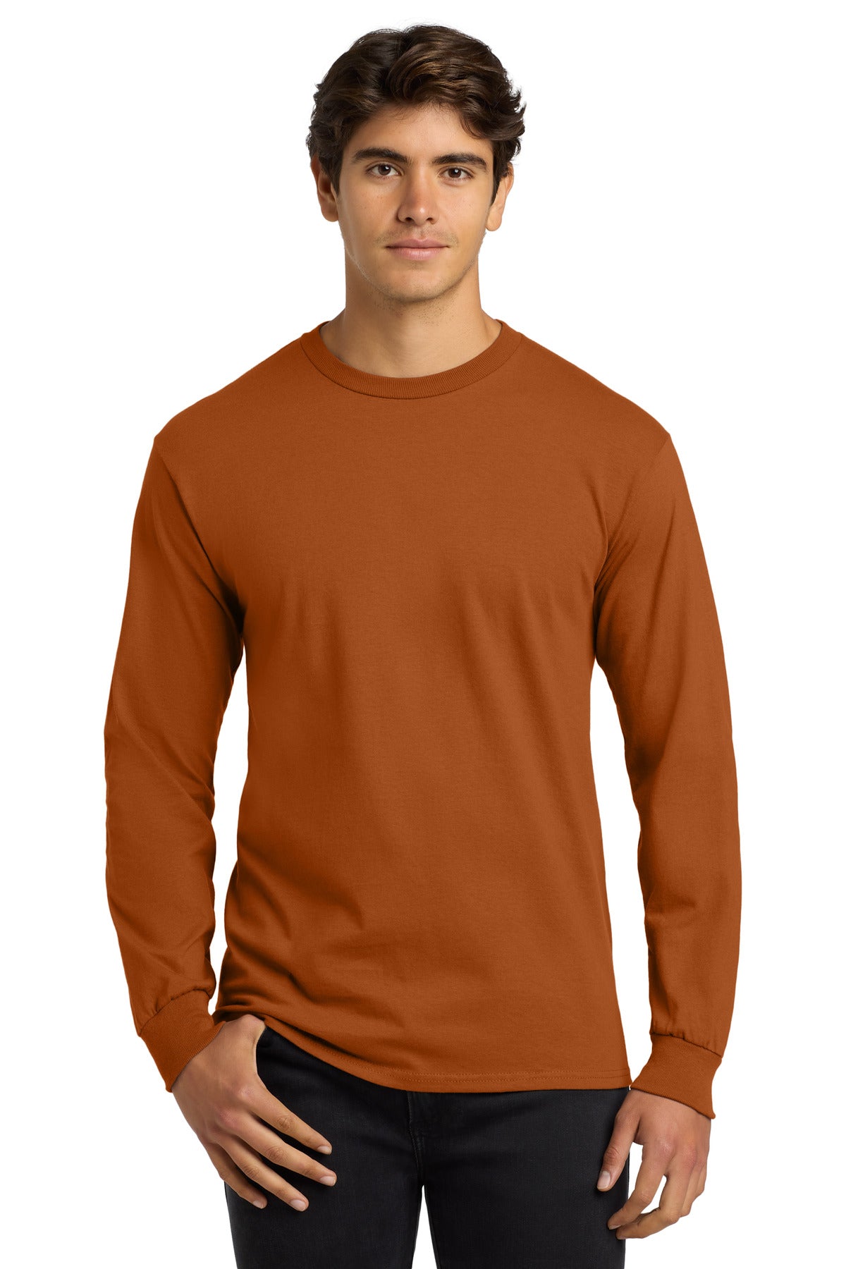 Custom Texas Orange Cotton Long Sleeve Tee G2400, personalized by SanCanDo Swag in Argyle, TX