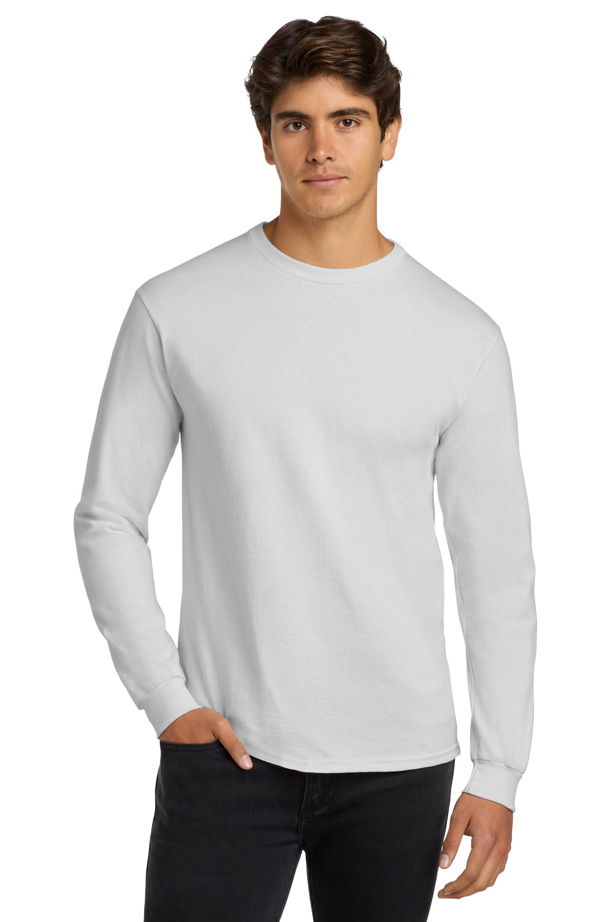 Custom White Cotton Long Sleeve Tee G2400, personalized by SanCanDo Swag in Argyle, TX