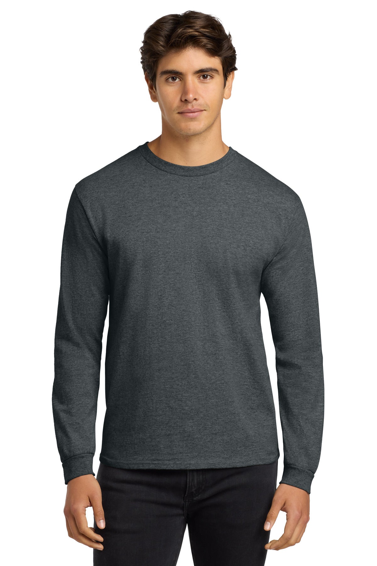 Custom Dark Heather Cotton Long Sleeve Tee G2400, personalized by SanCanDo Swag in Argyle, TX