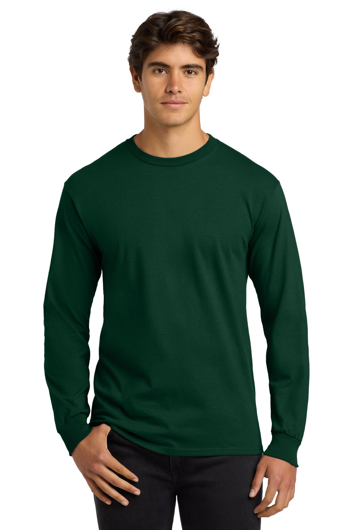 Custom Forest Green Cotton Long Sleeve Tee G2400, personalized by SanCanDo Swag in Argyle, TX