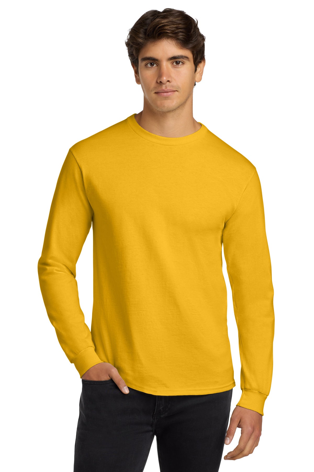Custom Gold Cotton Long Sleeve Tee G2400, personalized by SanCanDo Swag in Argyle, TX