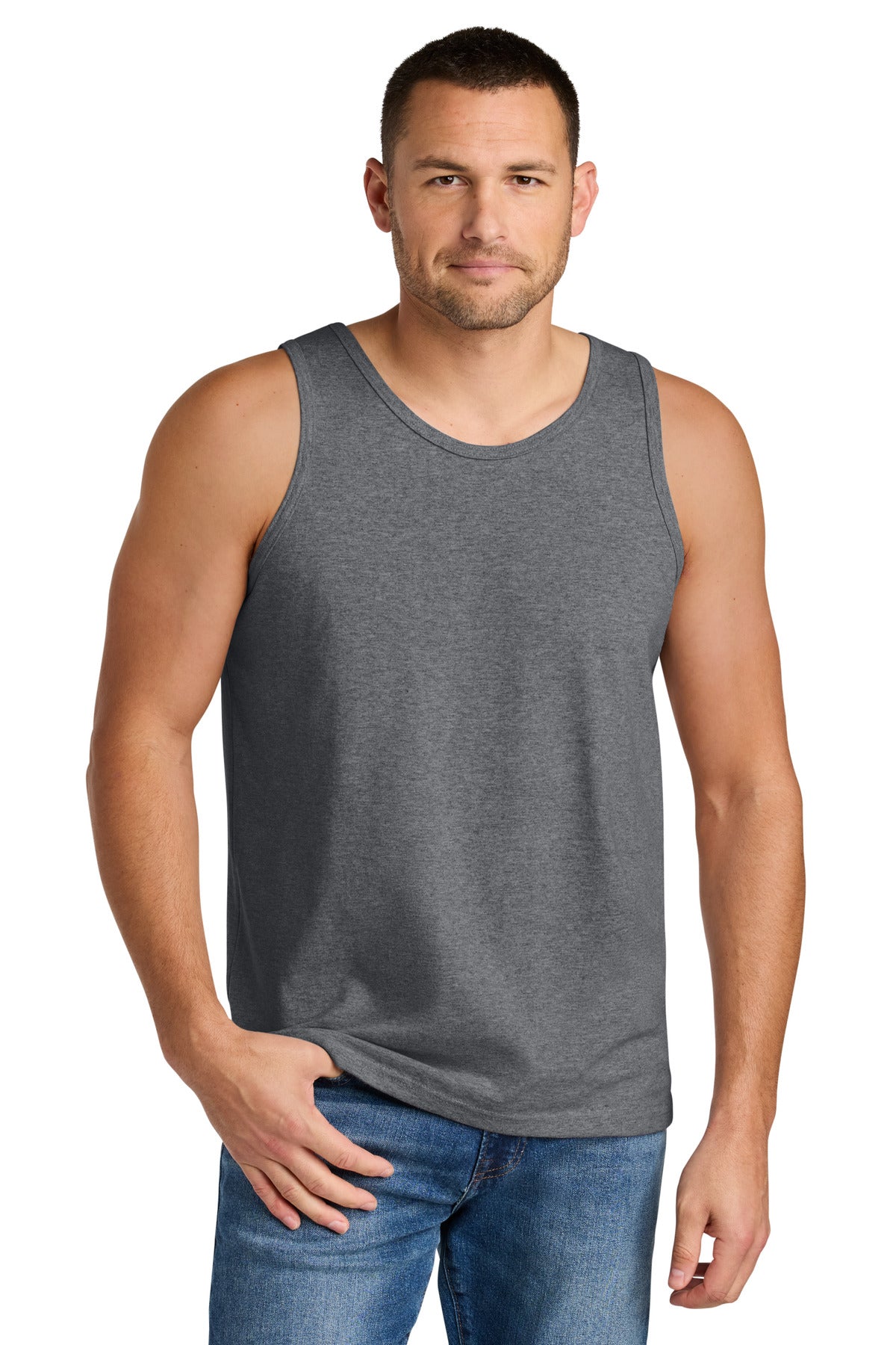 Custom Graphite Heather Heavy Cotton™ Tank Top G5200, personalized by SanCanDo Swag in Argyle, TX
