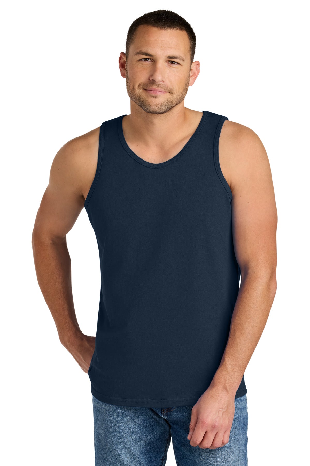 Custom Navy Heavy Cotton™ Tank Top G5200, personalized by SanCanDo Swag in Argyle, TX