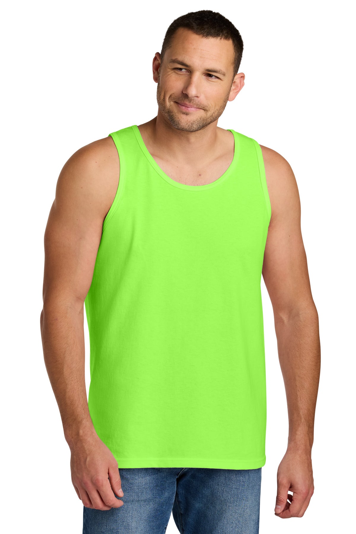 Custom Neon Green Heavy Cotton™ Tank Top G5200, personalized by SanCanDo Swag in Argyle, TX