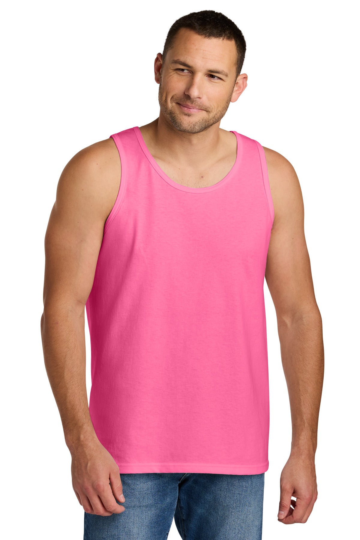 Custom Safety Pink Heavy Cotton™ Tank Top G5200, personalized by SanCanDo Swag in Argyle, TX
