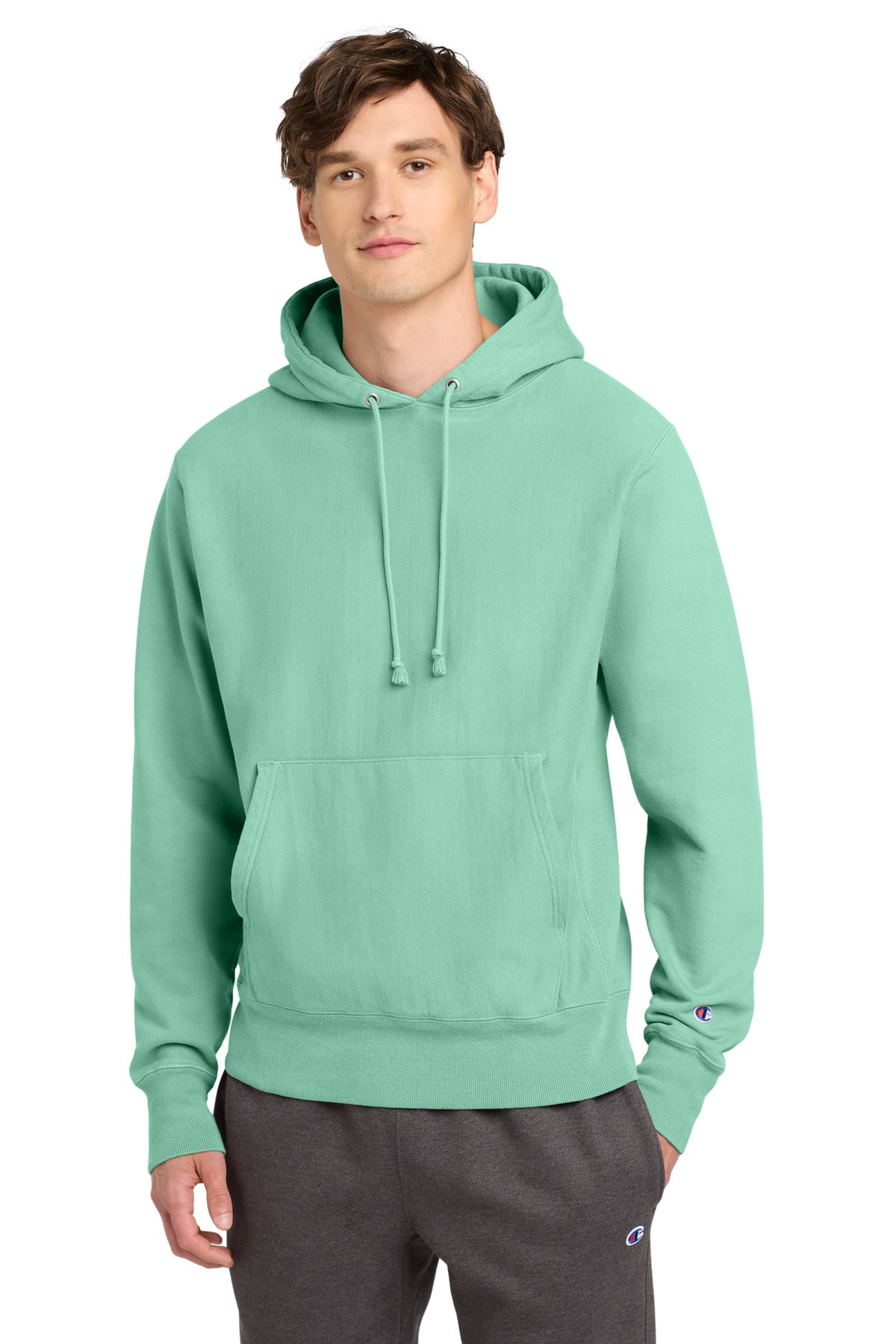 Custom Pale Seafoam Reverse Weave Garment-Dyed Hoodie GDS101, personalized by SanCanDo Swag in Argyle, TX