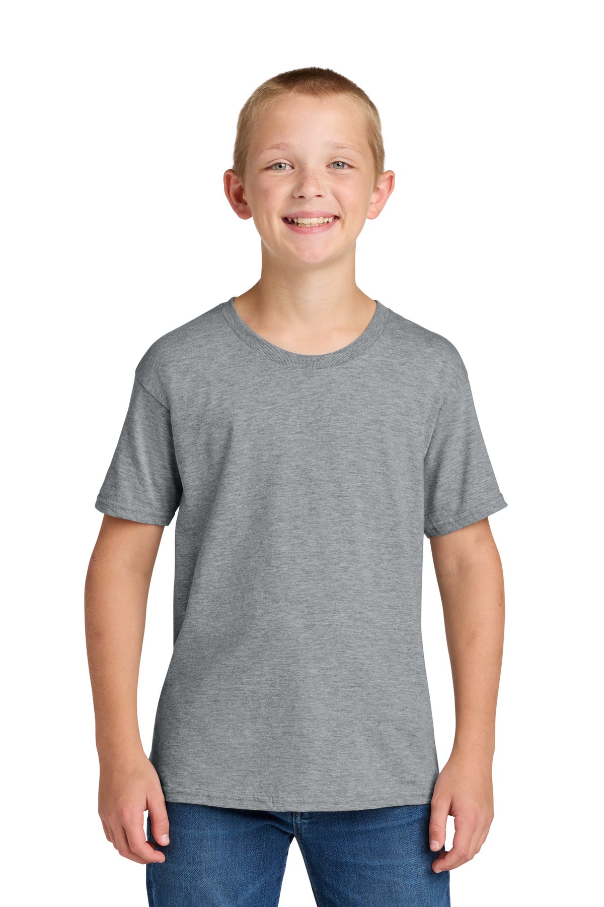 Custom Athletic Heather Ultimate Youth Ring Spun Tee IC46B, personalized by SanCanDo Swag in Argyle, TX