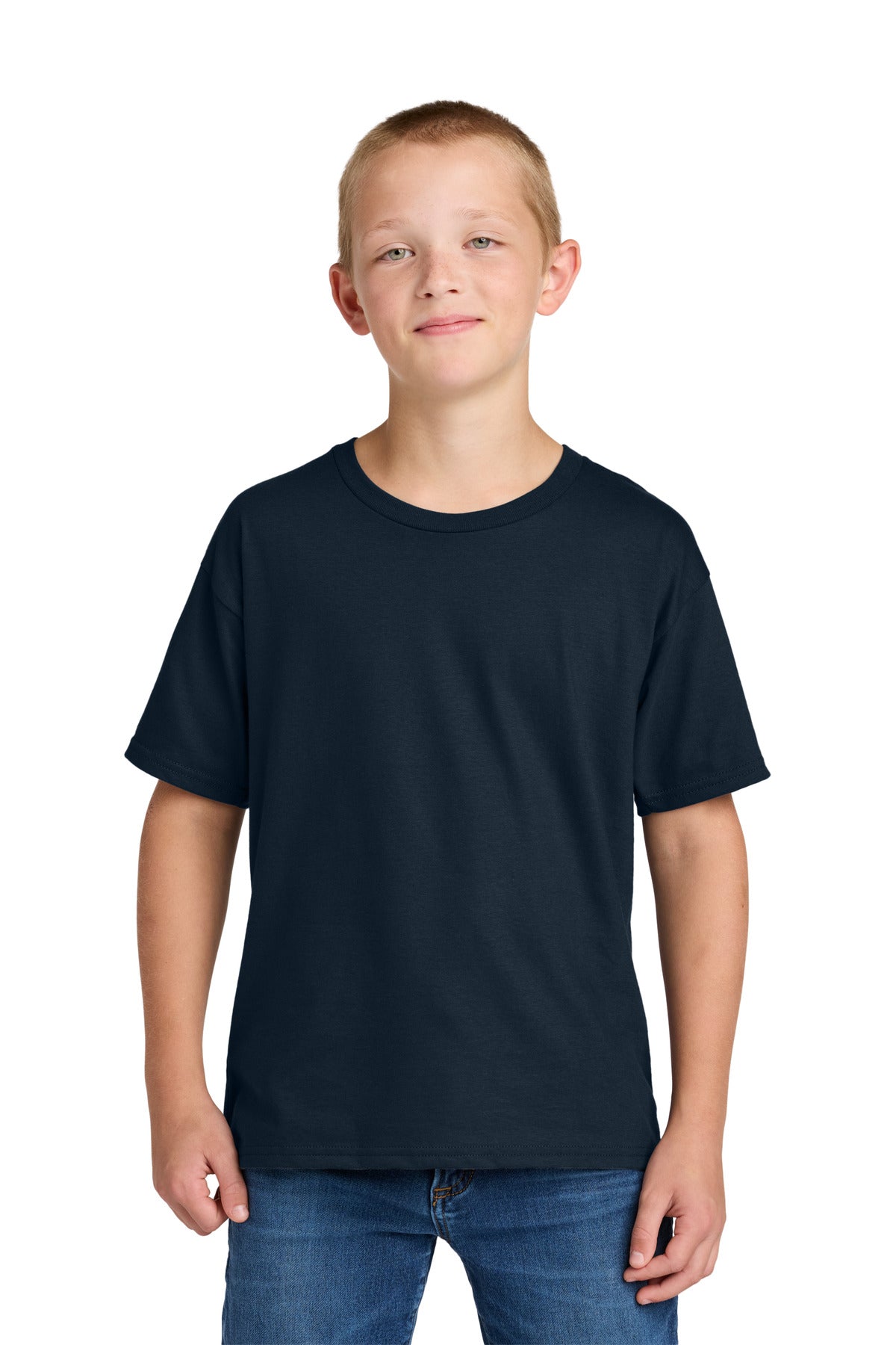 Custom J. Navy Ultimate Youth Ring Spun Tee IC46B, personalized by SanCanDo Swag in Argyle, TX