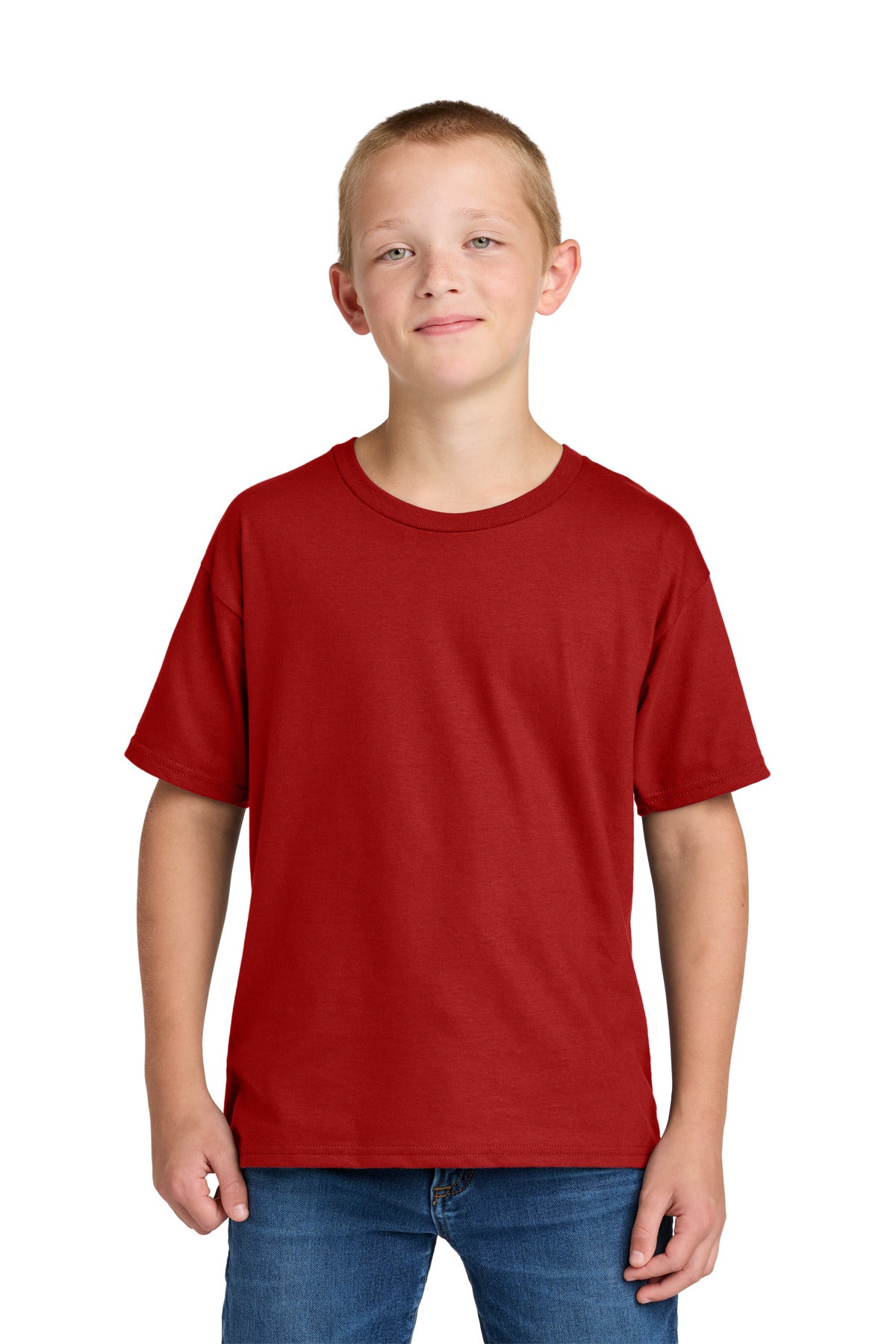 Custom True Red Ultimate Youth Ring Spun Tee IC46B, personalized by SanCanDo Swag in Argyle, TX