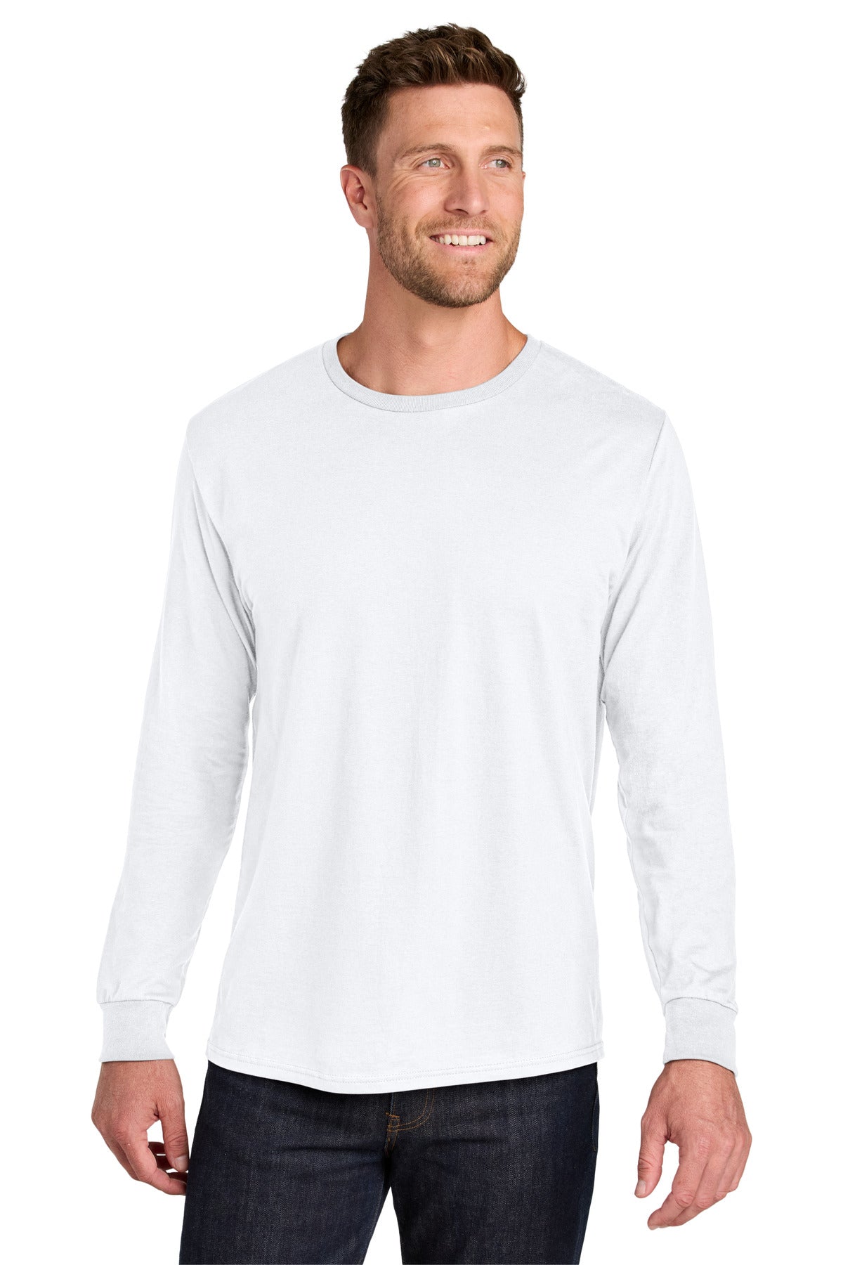 Custom White Ultimate Ring Spun Long Sleeve Tee IC46L, personalized by SanCanDo Swag in Argyle, TX