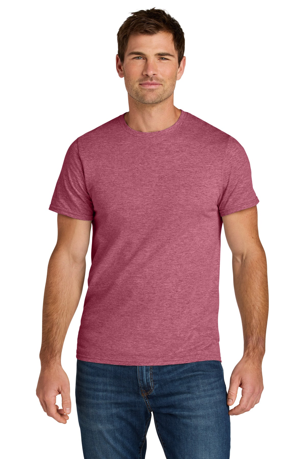 Custom Raspberry Heather Ultimate Unisex Ring Spun Tee IC46M, personalized by SanCanDo Swag in Argyle, TX