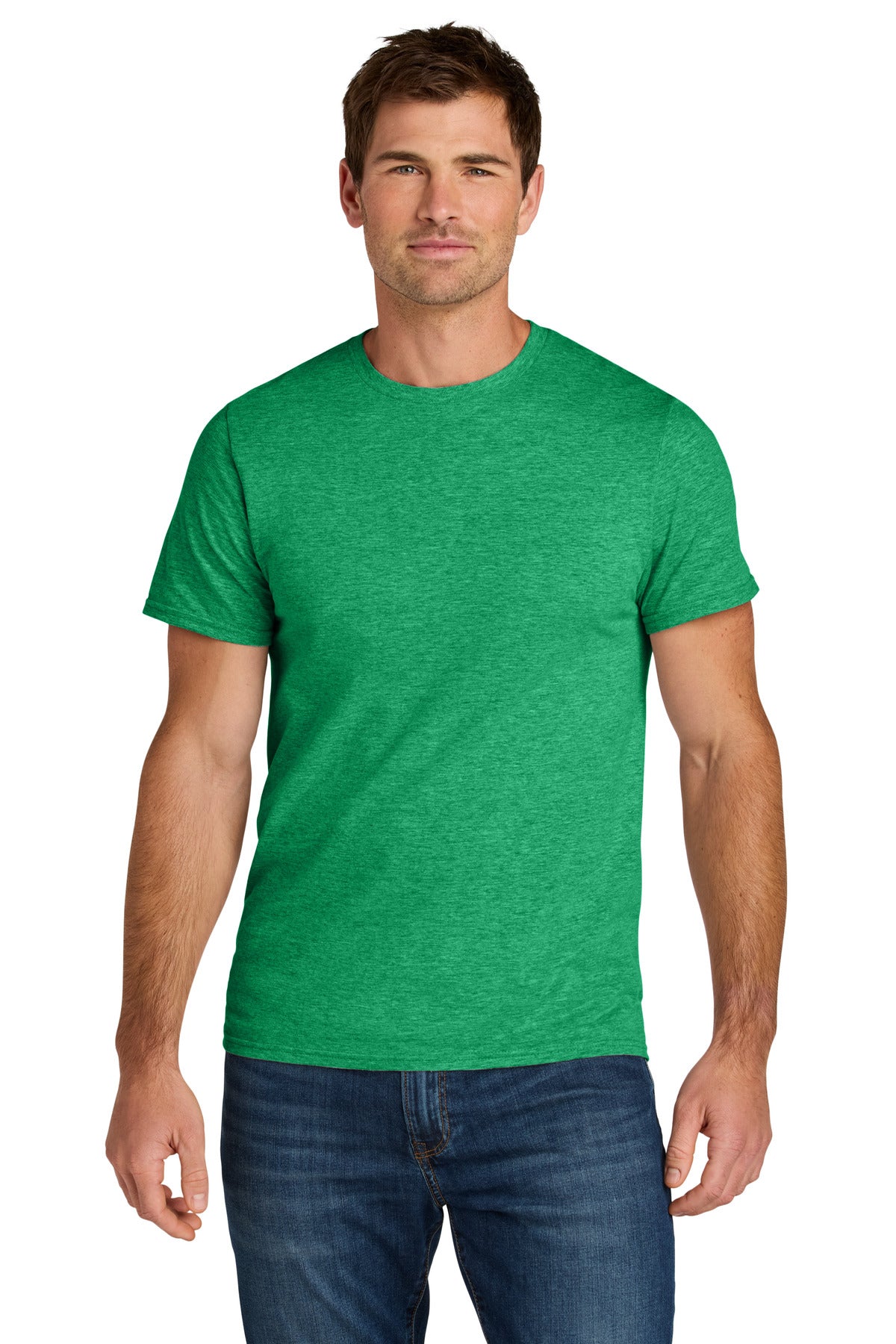 Custom Retro Heather Green Ultimate Unisex Ring Spun Tee IC46M, personalized by SanCanDo Swag in Argyle, TX