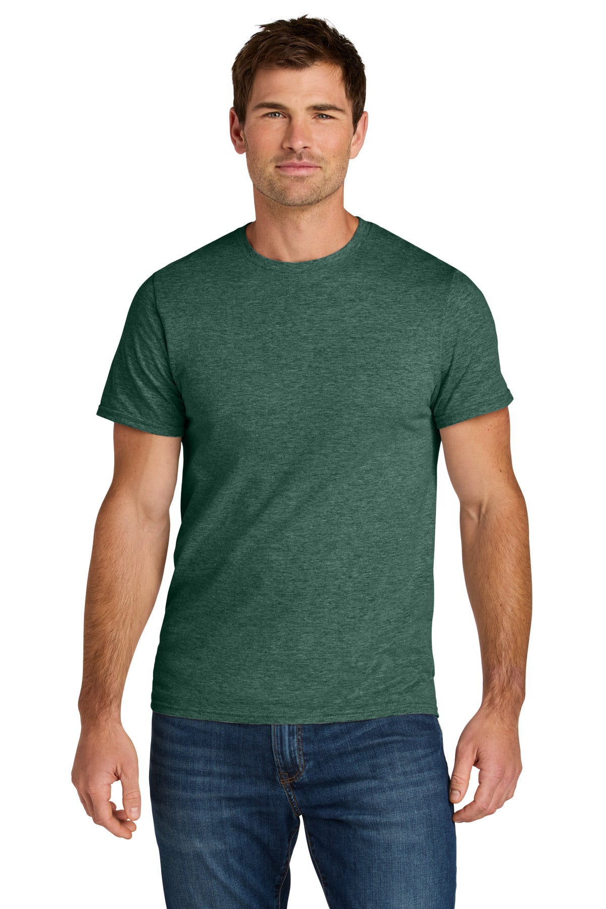 Custom Forest Green Heather Ultimate Unisex Ring Spun Tee IC46M, personalized by SanCanDo Swag in Argyle, TX