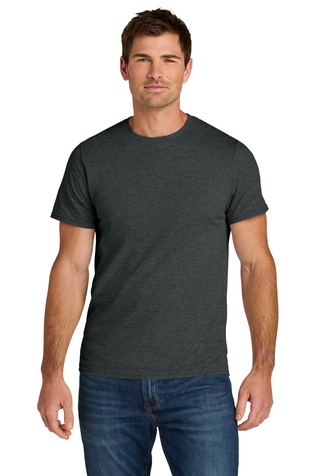 Custom Black Ink Heather Ultimate Unisex Ring Spun Tee IC46M, personalized by SanCanDo Swag in Argyle, TX
