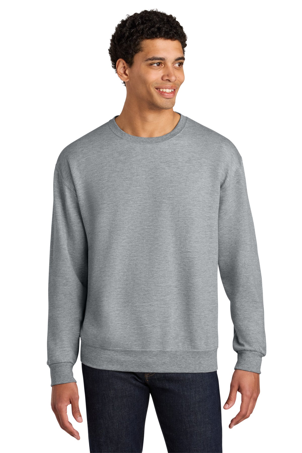 Custom Athletic Heather Ultimate Unisex CVC Ring Spun Crewneck IC48M, personalized by SanCanDo Swag in Argyle, TX