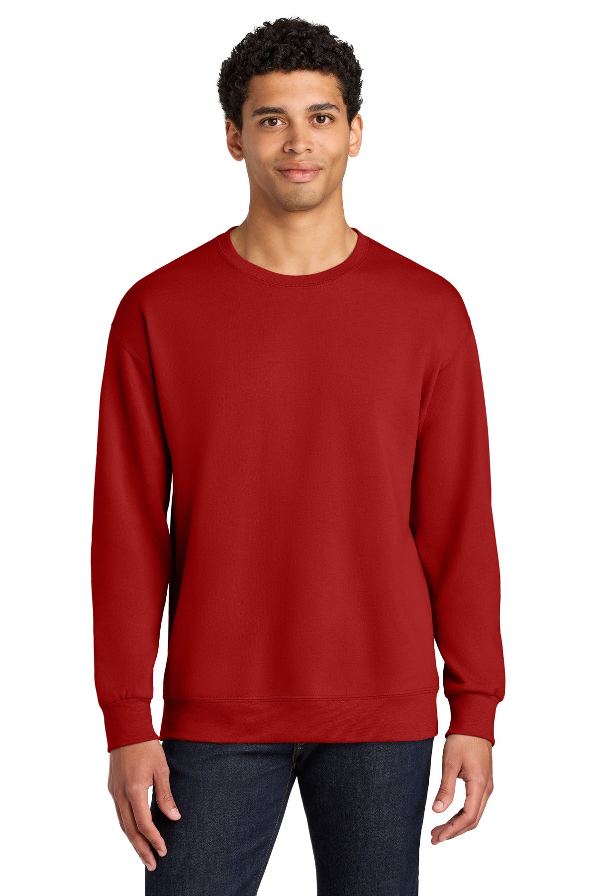 Custom True Red Ultimate Unisex CVC Ring Spun Crewneck IC48M, personalized by SanCanDo Swag in Argyle, TX